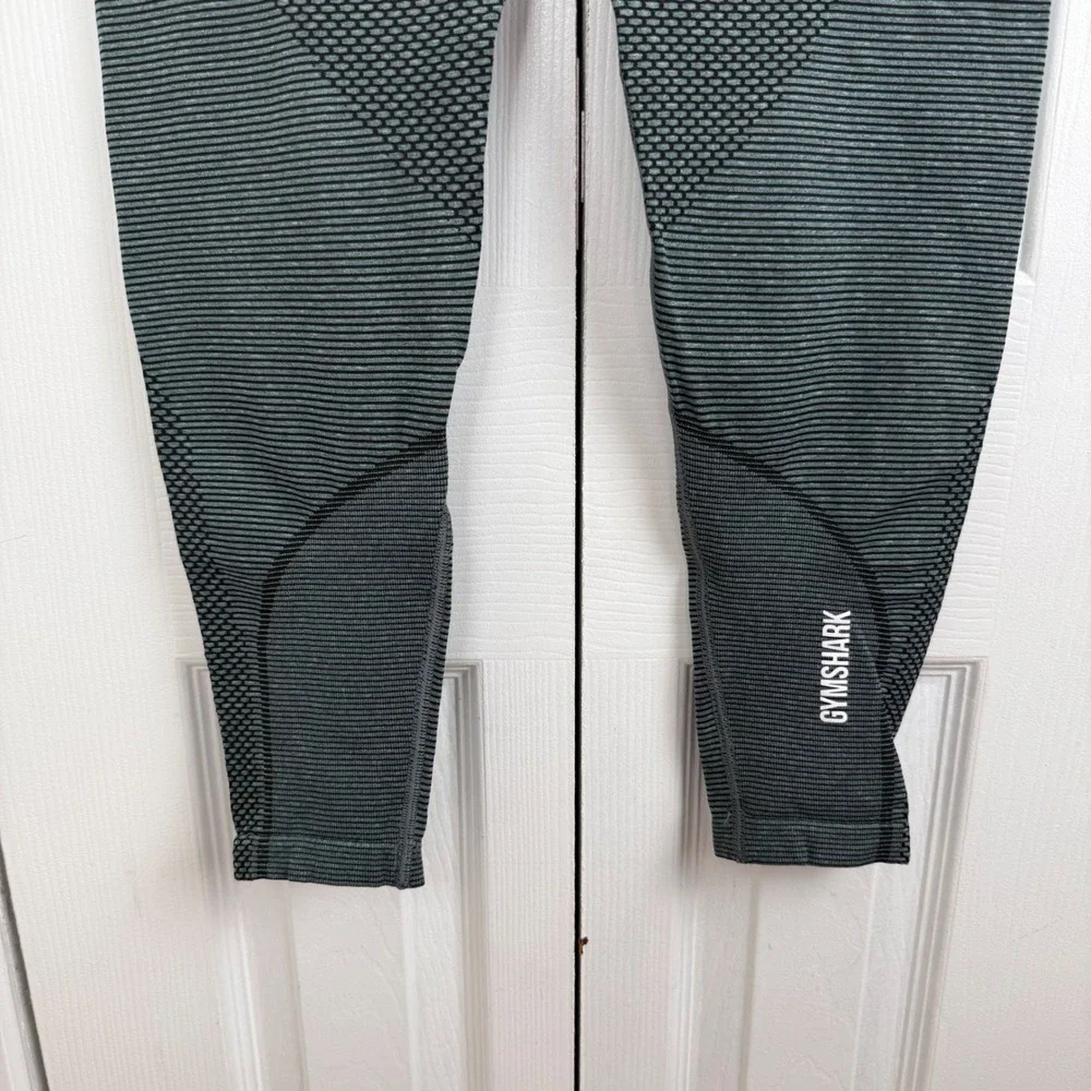 Gymshark Geo Seamless Leggings Large Green Black High Waisted Athleisure Workout